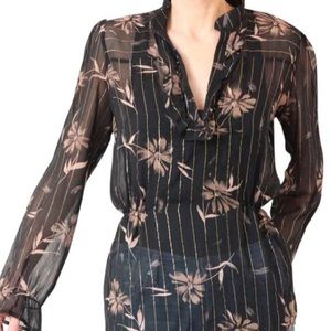 Vintage Floral Silk Blouse